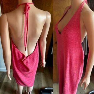 Elegant (most sizes fit all) Pink Threaded Halter Dress